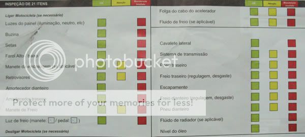 Inspeção de 21 itens no Moto Check-Up Inspeção de 21 itens no Moto Check-Up